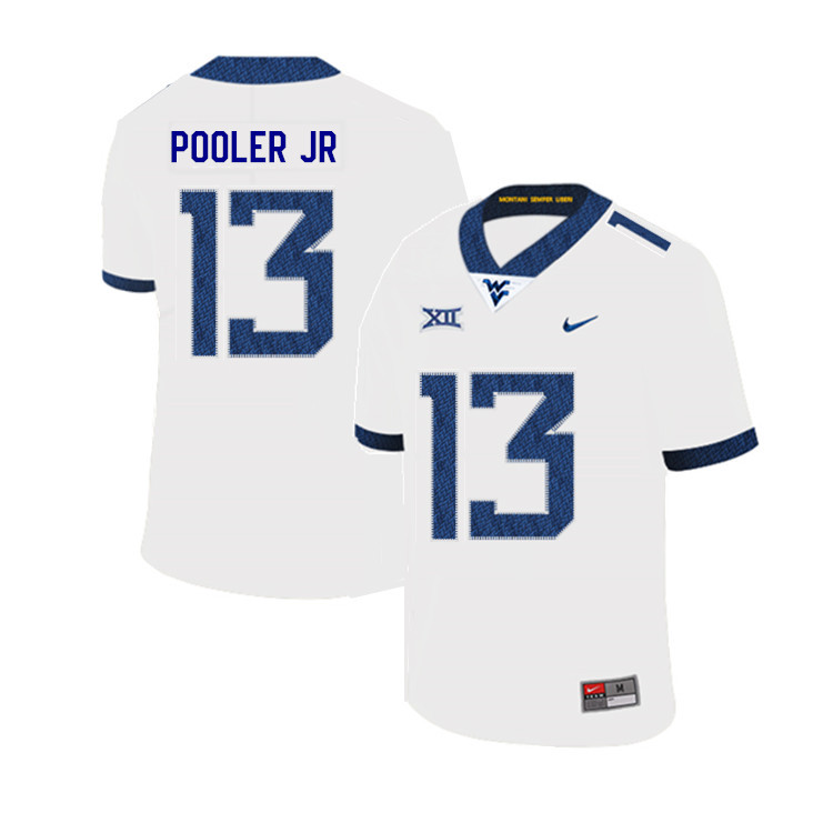 NCAA Men's Jeffery Pooler Jr. West Virginia Mountaineers White #13 Nike Stitched Football College 2019 Authentic Jersey PQ23B33WO